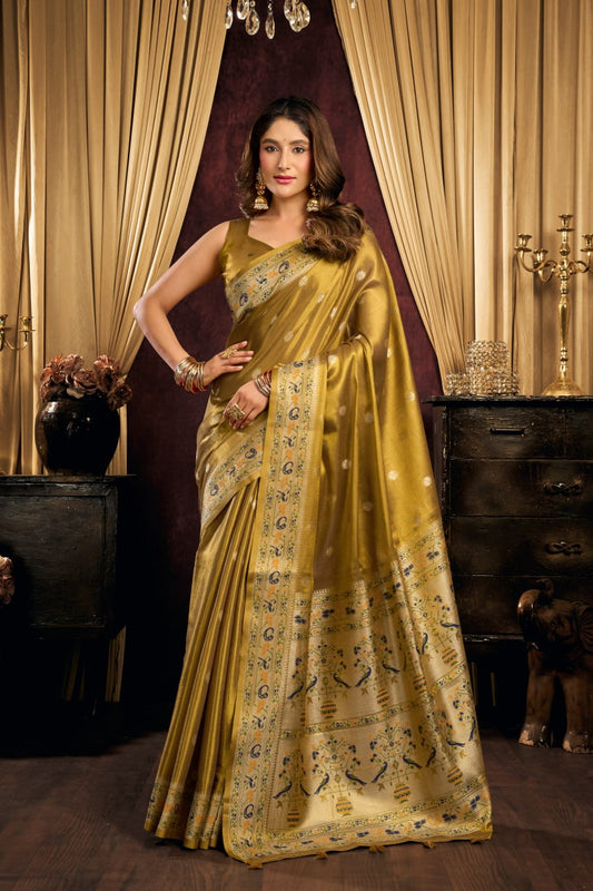 Banarasi Silk Designer Saree with Rich Zari Weaving & Peacock Motifs