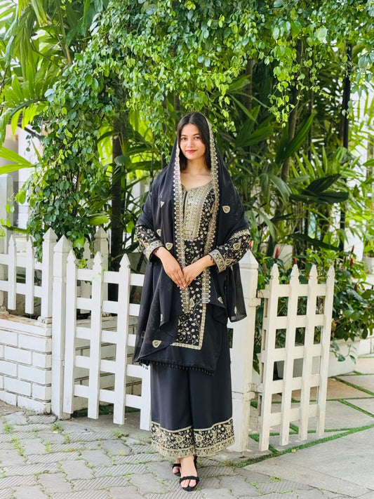 Exclusive Party Wear Black Ethnic Sharara Outfit for Women