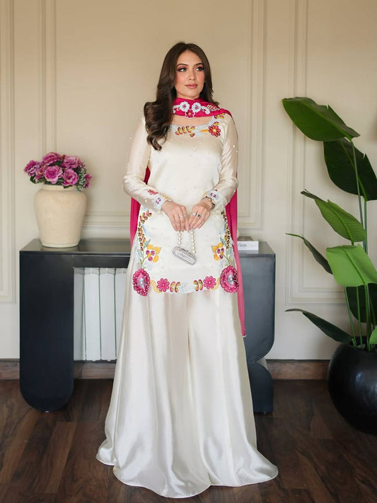 Designer Party Wear Look Top , Sharara Plazzo and Dupatta