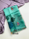 Premium Organza Handprint Saree with Hand Gota Work & Stitched Banglori Blouse 01-1