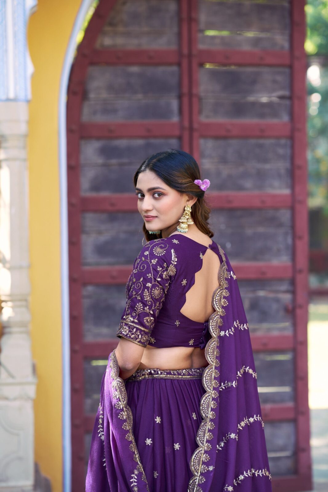 ANEIRA Aqua Royal Fully Stitched Star Georgette Lehenga with 3.50m Flair