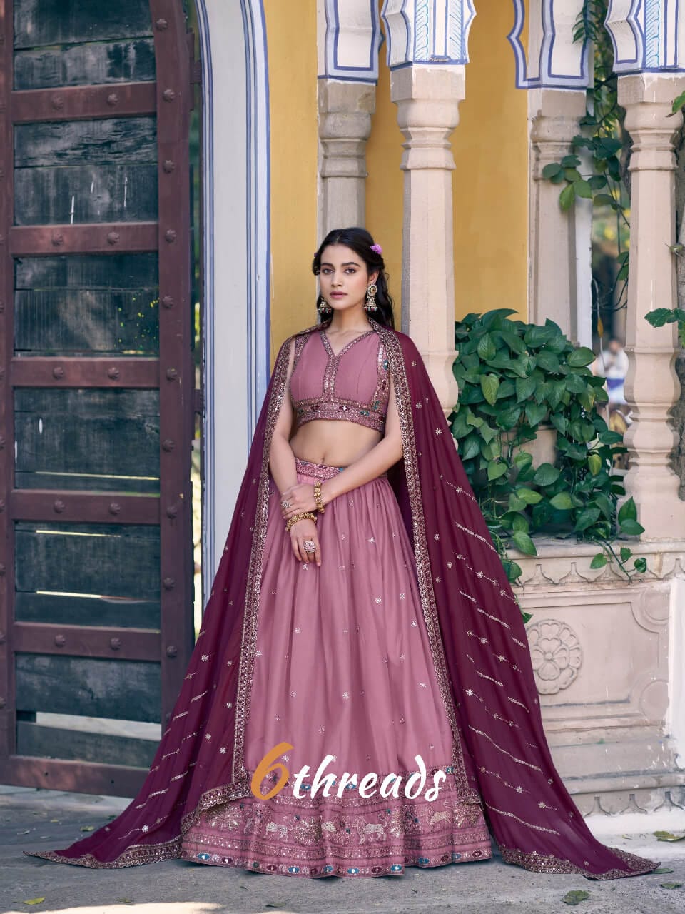 ANEIRA Aqua Royal Fully Stitched Star Georgette Lehenga with 3.50m Flair