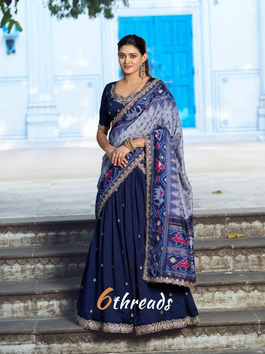 Vichitra Silk Lehenga with 4-Meter Flair & Tussar Silk Dupatta