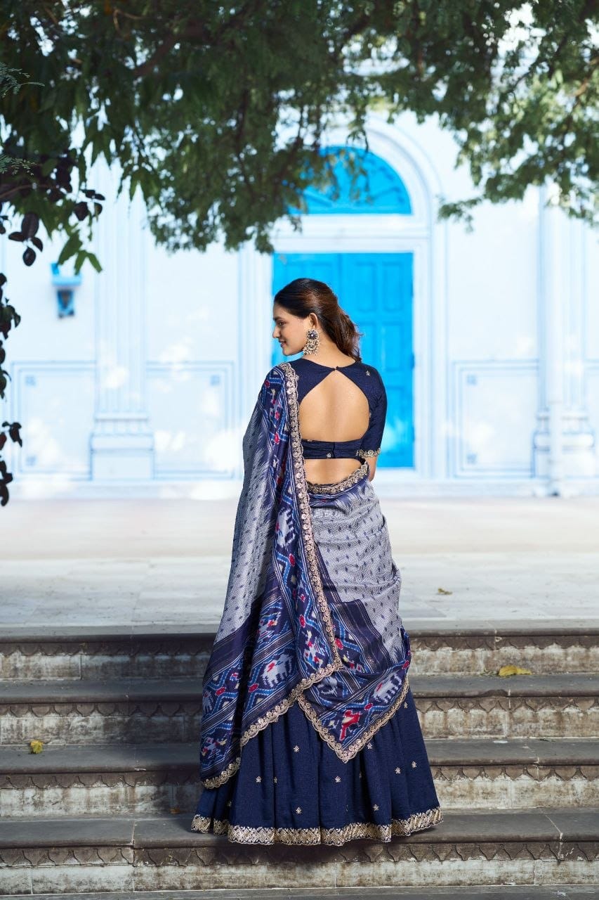 Vichitra Silk Lehenga with 4-Meter Flair & Tussar Silk Dupatta