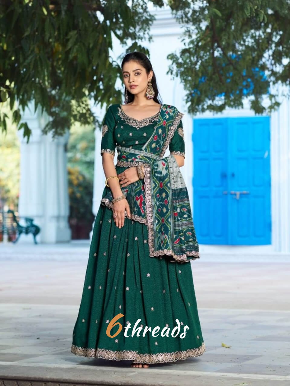 Vichitra Silk Lehenga with 4-Meter Flair & Tussar Silk Dupatta
