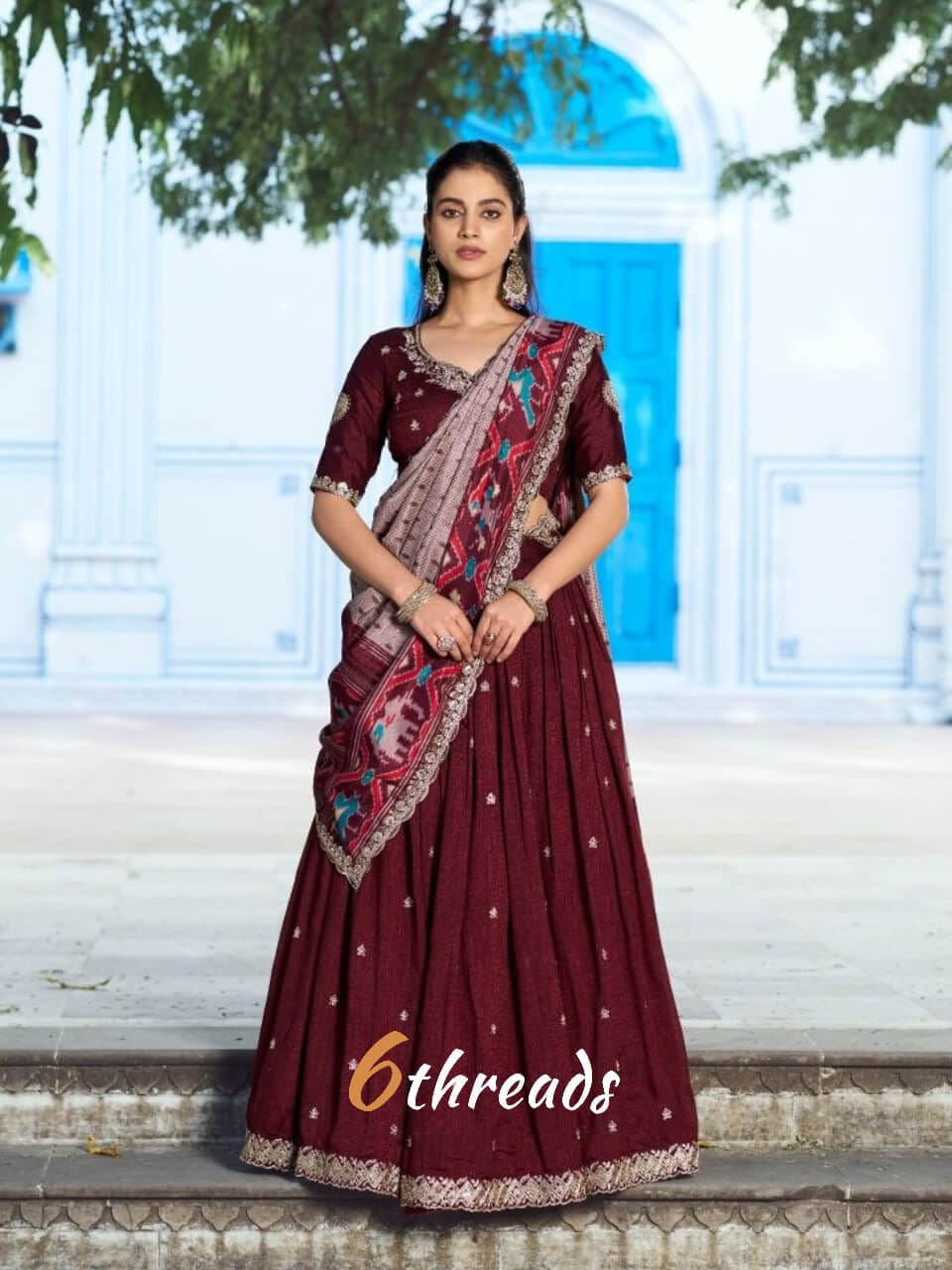 Vichitra Silk Lehenga with 4-Meter Flair & Tussar Silk Dupatta