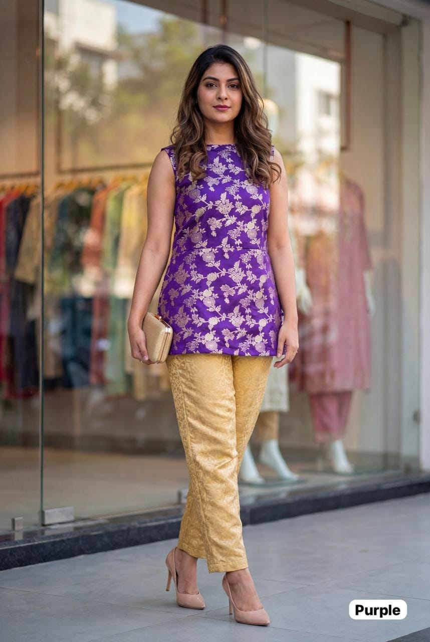 Banarasiya Co-ord Set: Trending Short Tunic with Pant