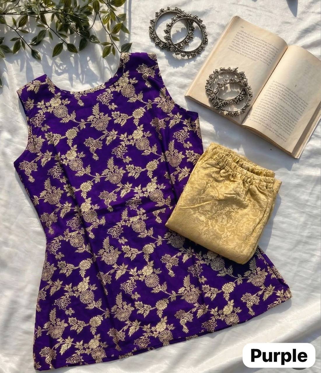 Banarasiya Co-ord Set: Trending Short Tunic with Pant
