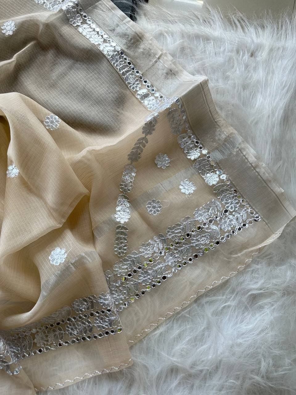 Premium Kota Doriya Saree with Rajasthani Gotapatti Work & Unstitched Blouse