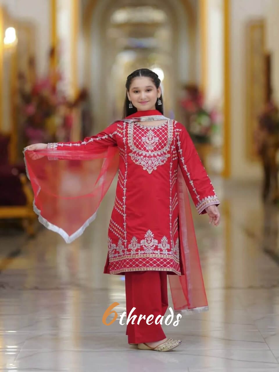 Deep Purple Kids’ Silk Suit with Silver Zari Embroidery