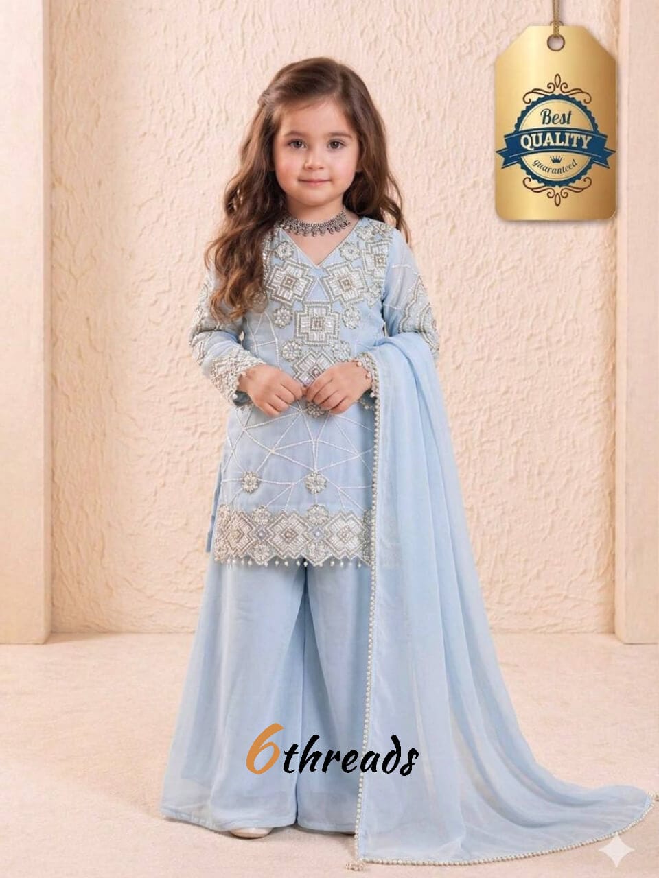 Designer Georgette Top & Fluid Palazzo Set with Latkans