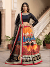 Black Blouse with Digital Printed Scenic Lehenga Choli