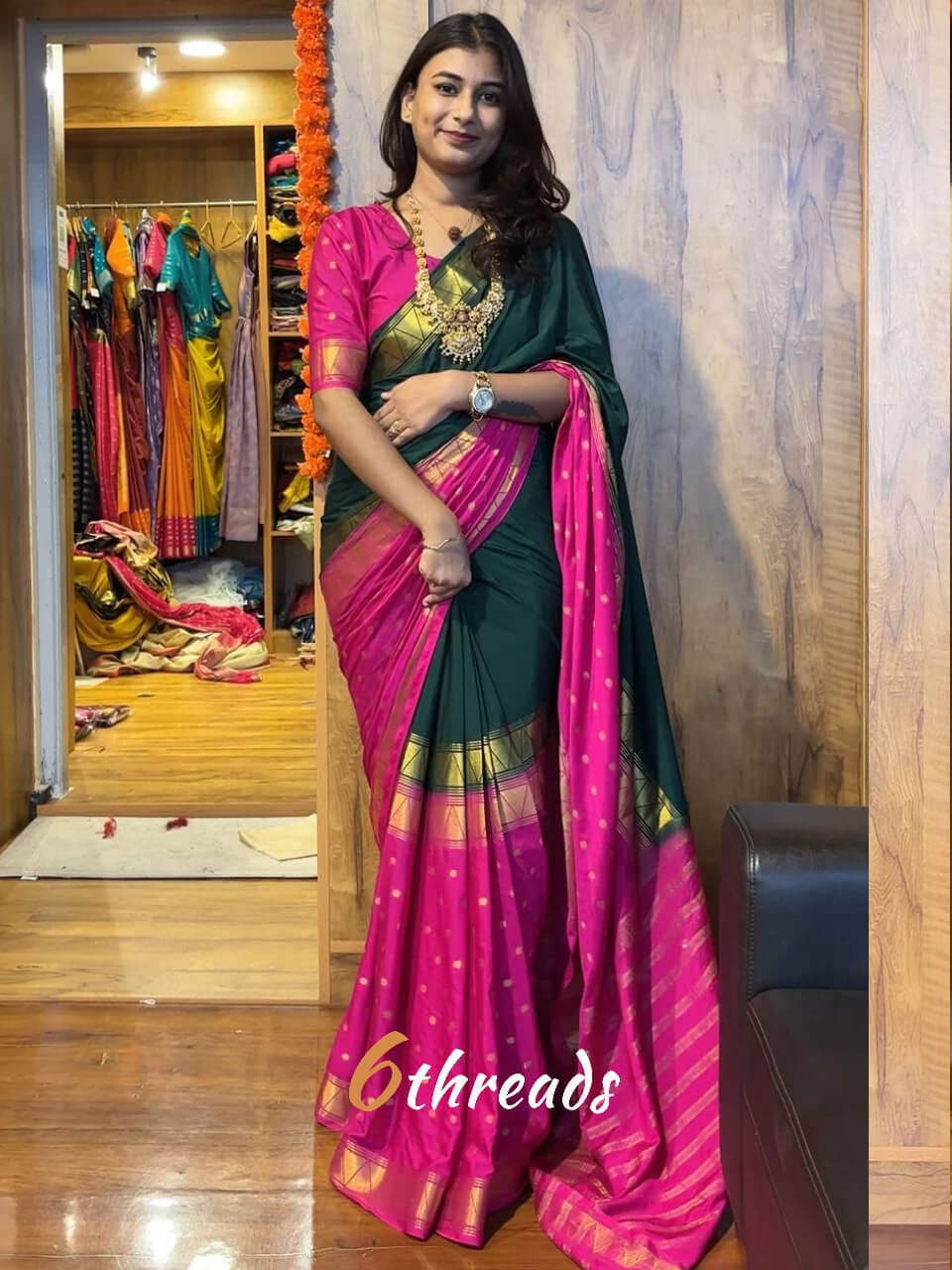 Dual-Tone Mysore Silk Saree Gown