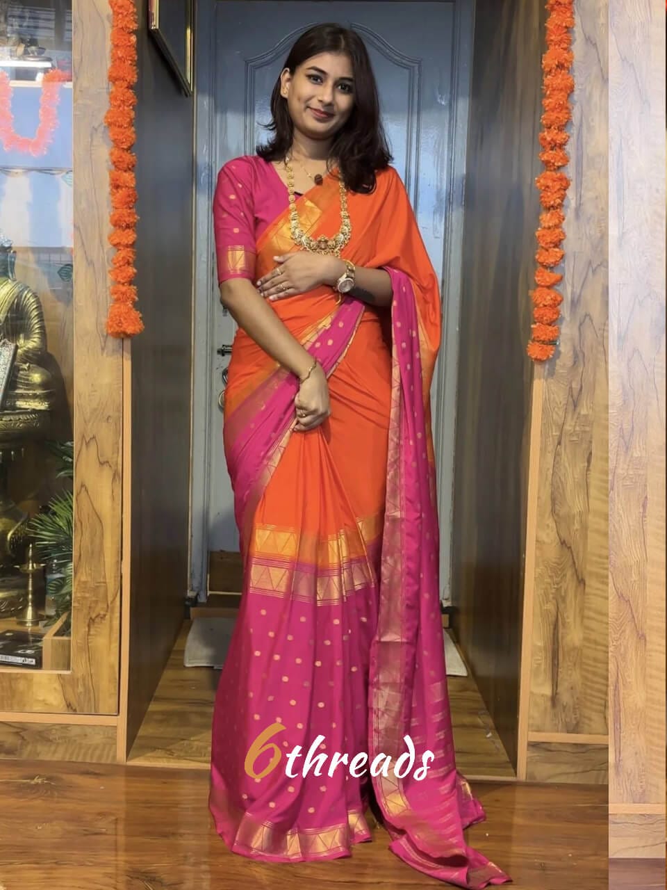 Dual-Tone Mysore Silk Saree Gown