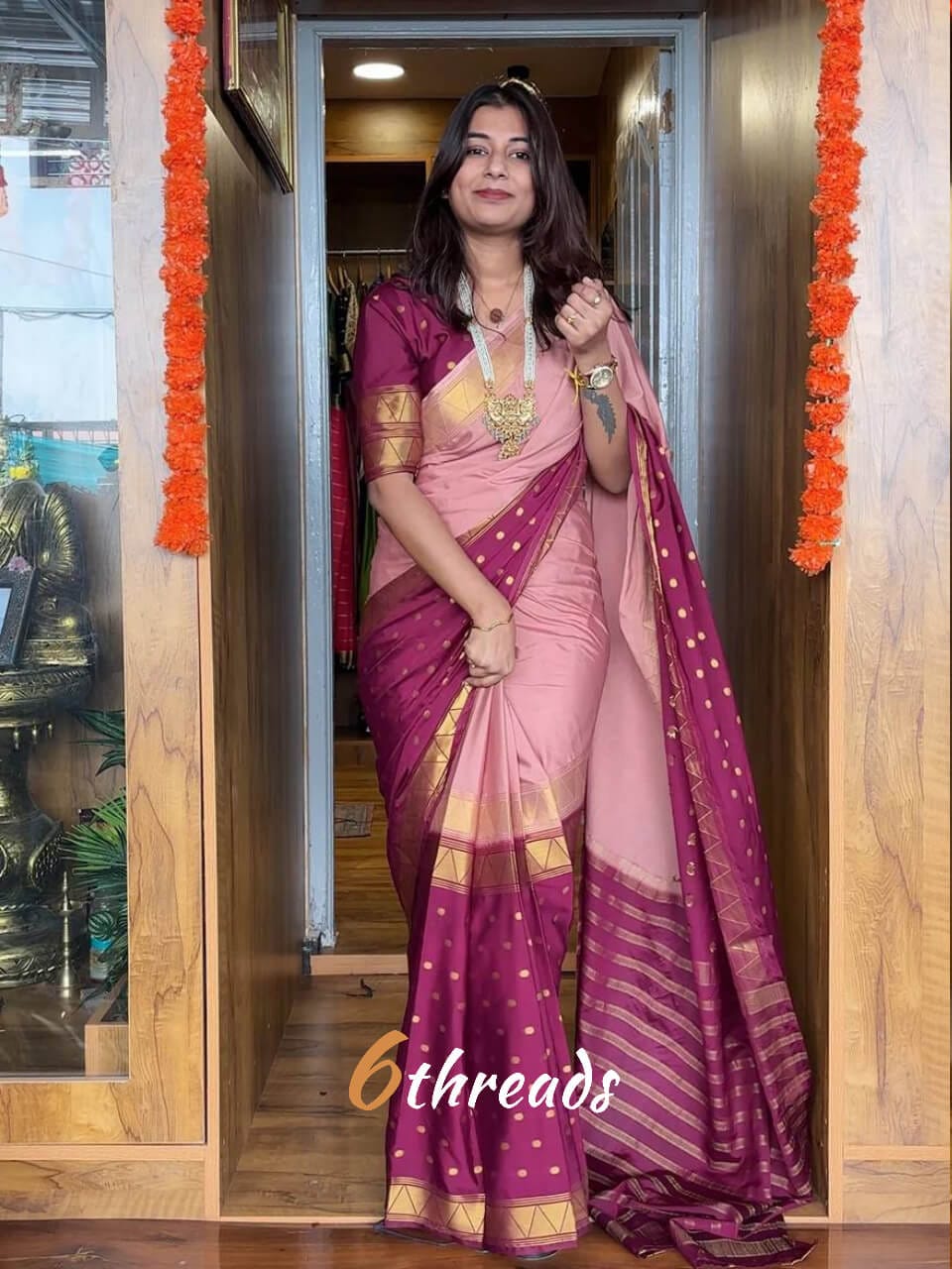 Dual-Tone Mysore Silk Saree Gown