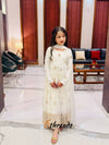Elegant Off-White Vichitra Silk Gown Set