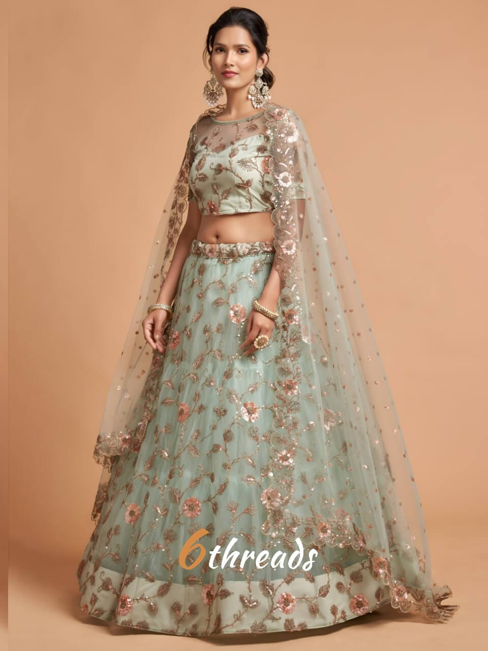 Elegant Pista Green Pastel Lehenga Choli