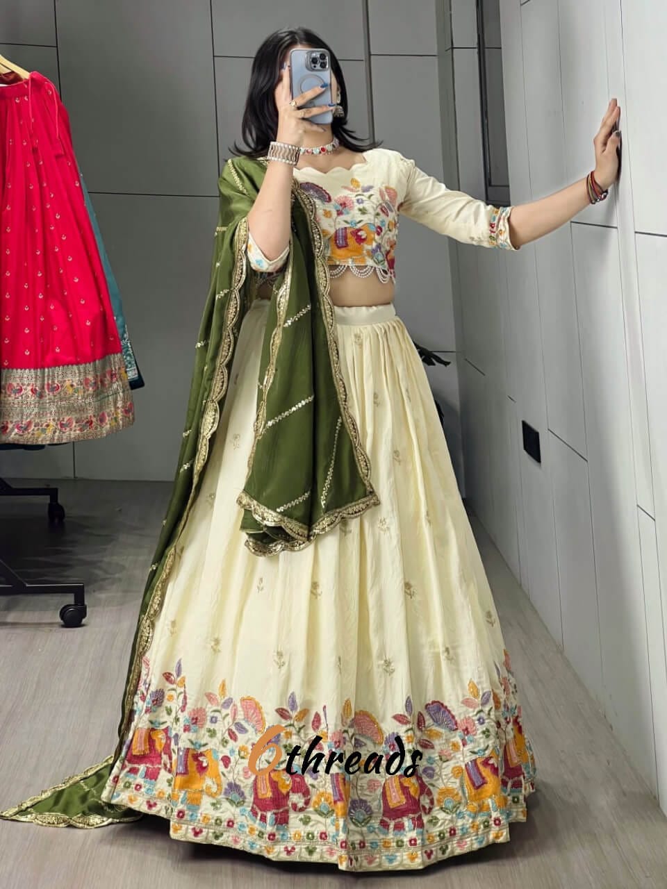 Ethnic Crush Vichitra Lehenga | Multi-Thread Embroidery