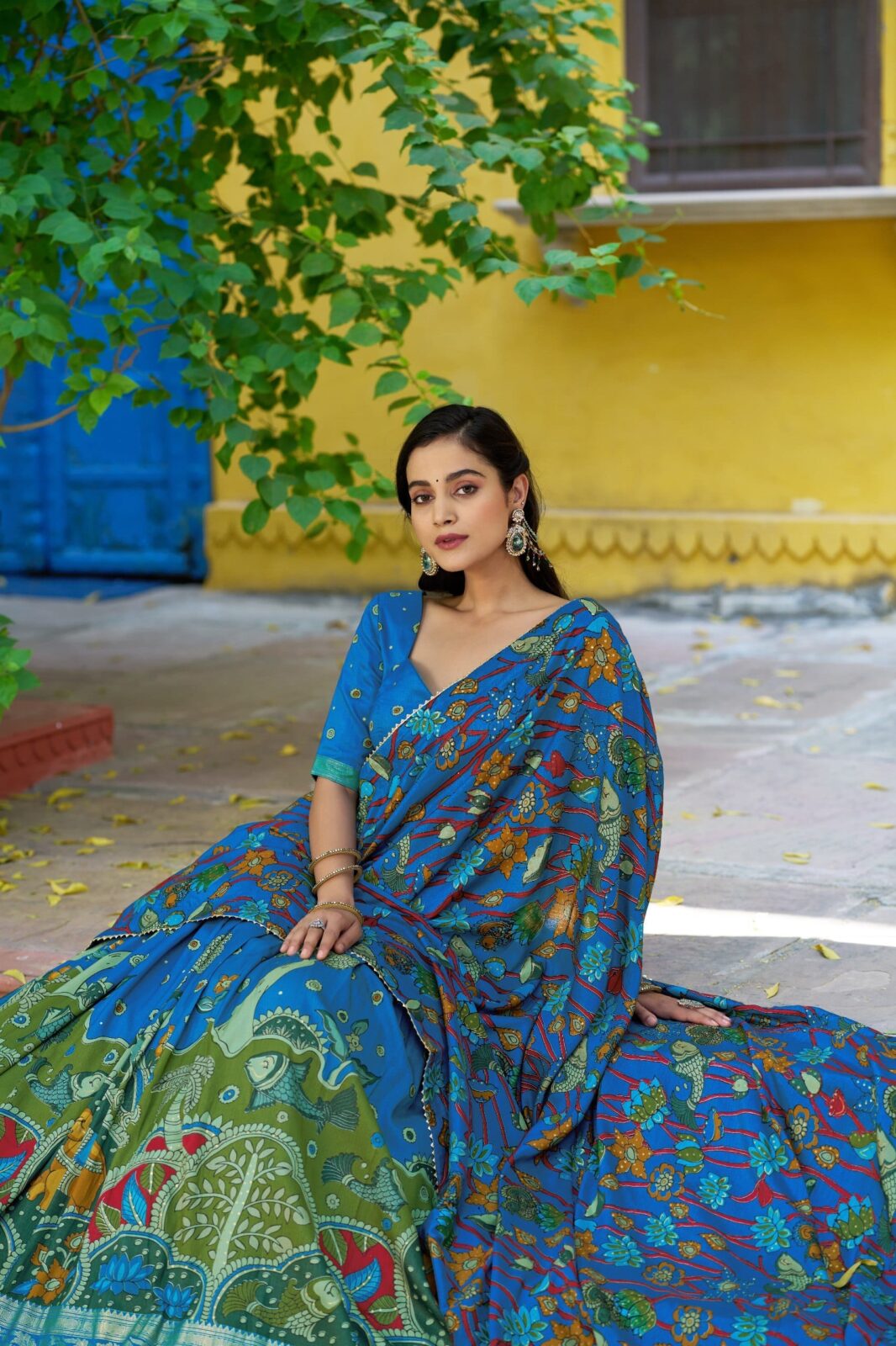 Fully Stitched Tasar Silk Kalamkari Print Lehenga Choli