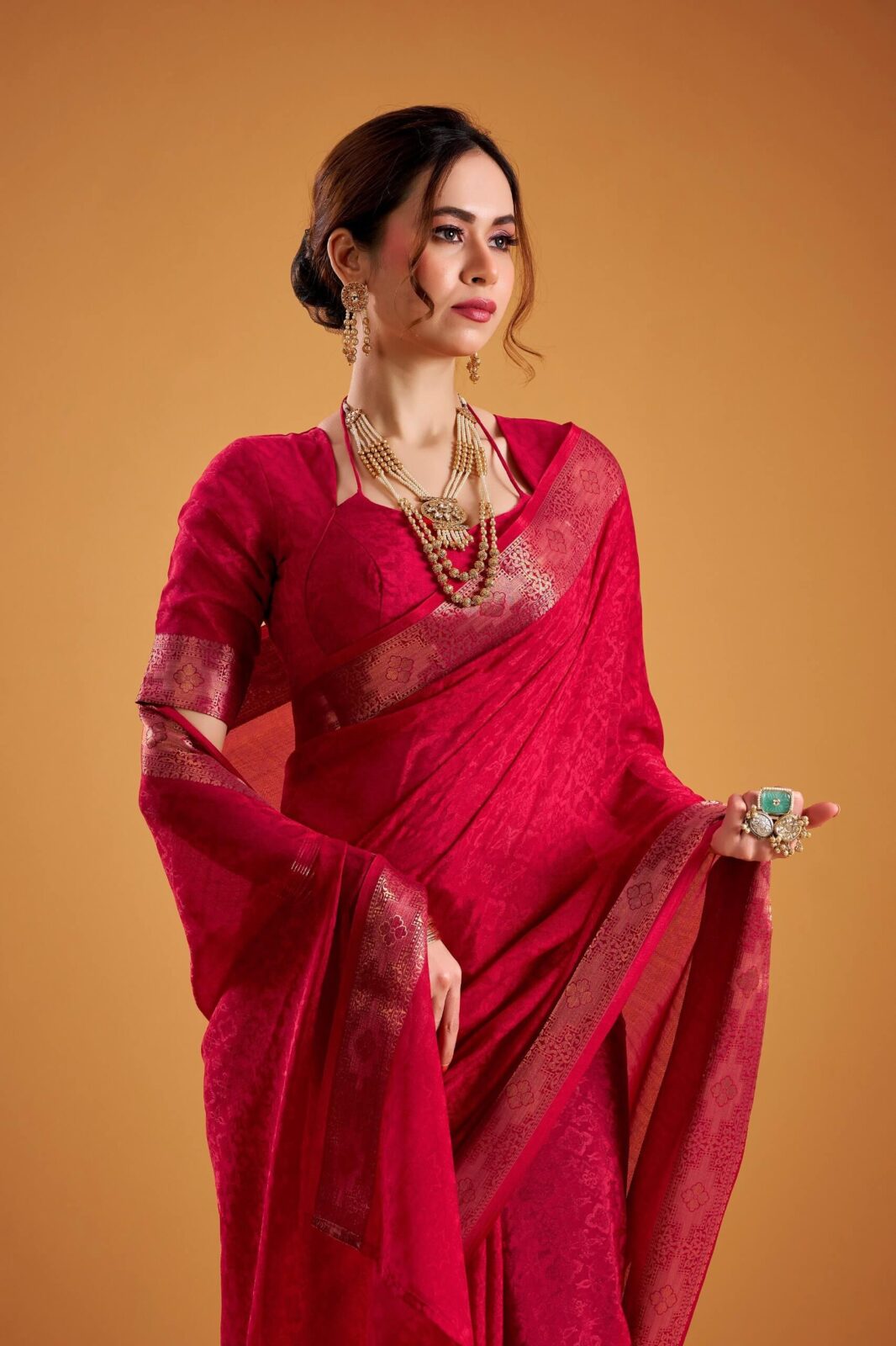 Glimmering Poly Shimmer Silk Saree with Royal Zari Weaving Border