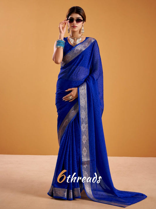 Glimmering Poly Shimmer Silk Saree with Royal Zari Weaving Border