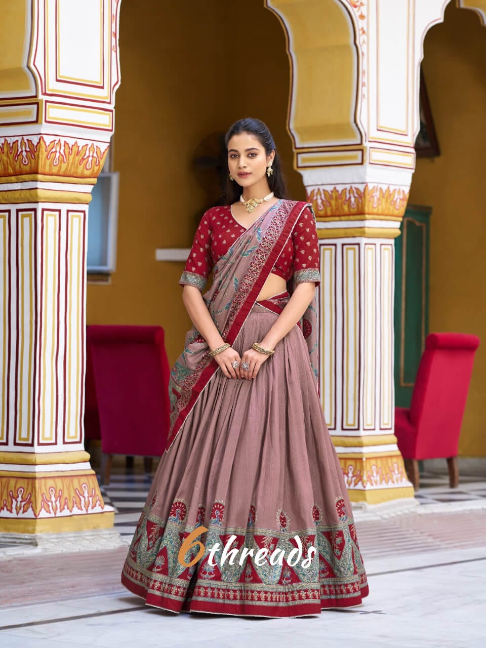 Iconic Sparkle Tasar Silk Lehenga | Designer Lace Border
