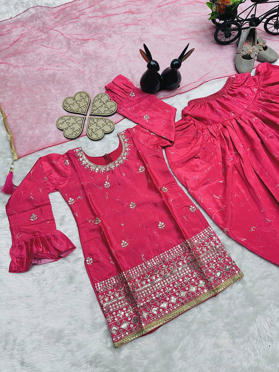 Kids’ Chinon Silk Dhoti Salwar Suit with Digital Print