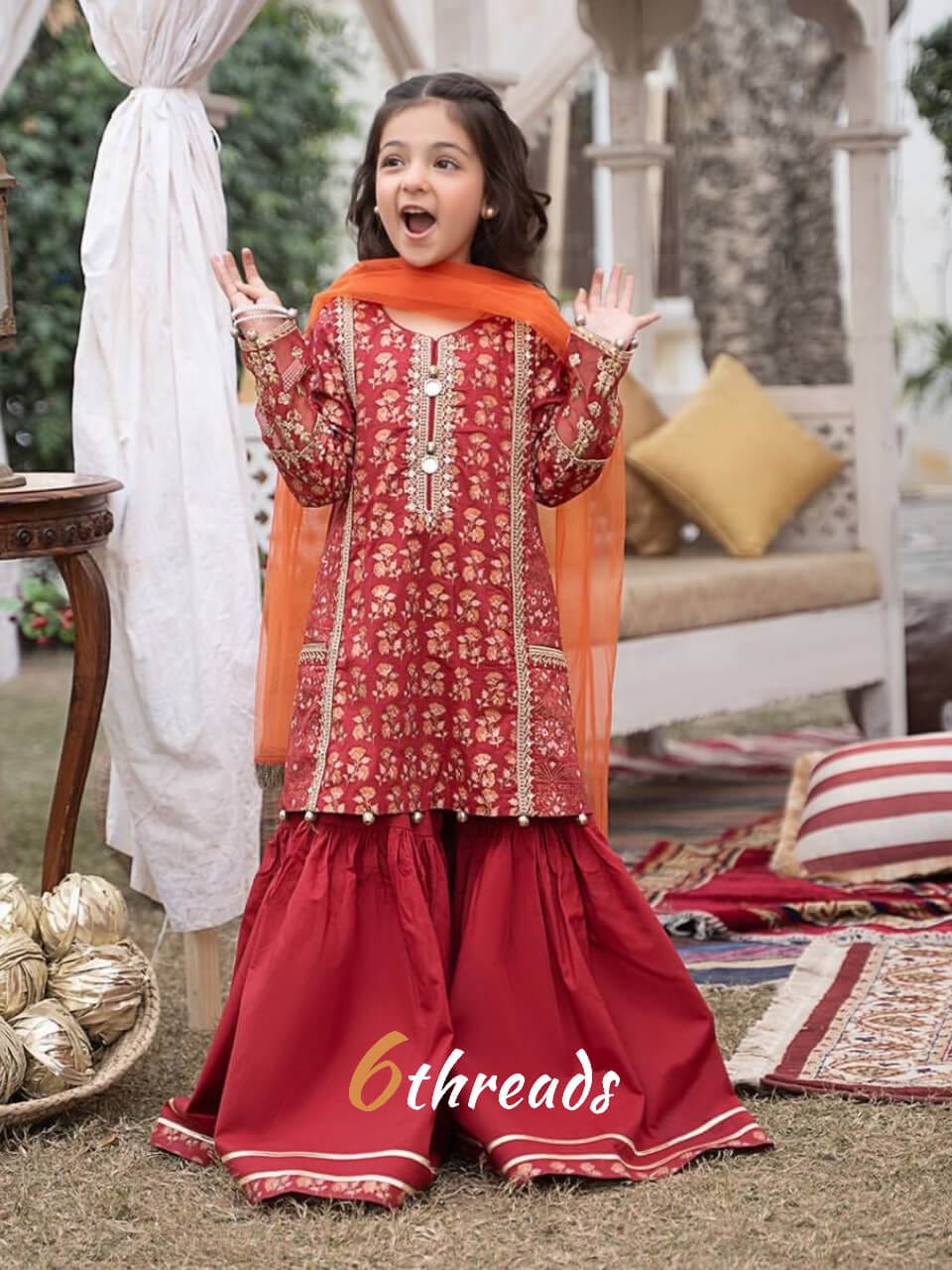 Kids’ Digital Print Chinon Sharara Suit