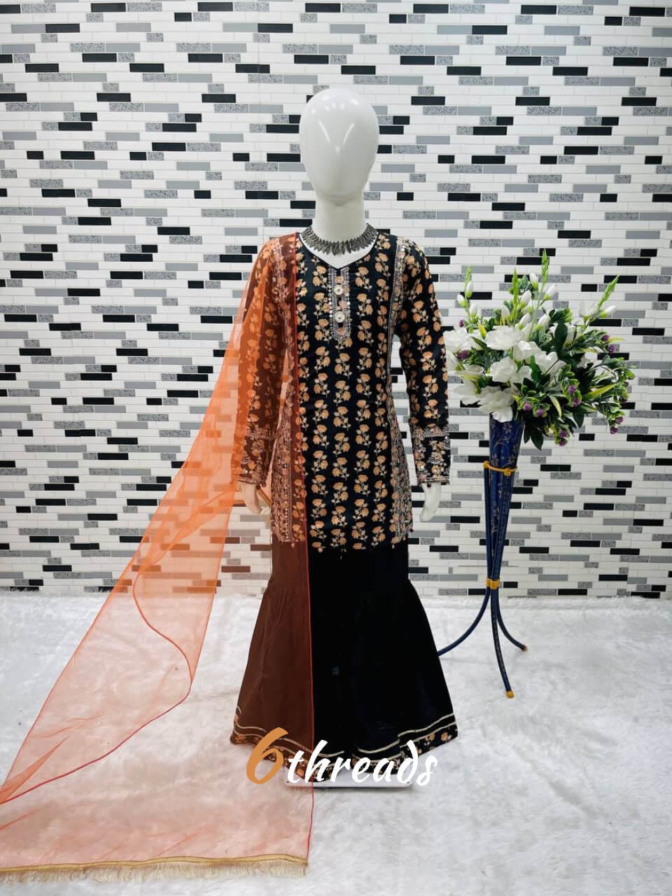 Kids’ Digital Print Chinon Sharara Suit