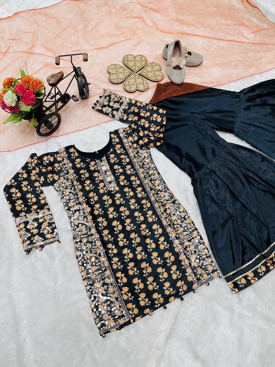 Kids’ Digital Print Chinon Sharara Suit