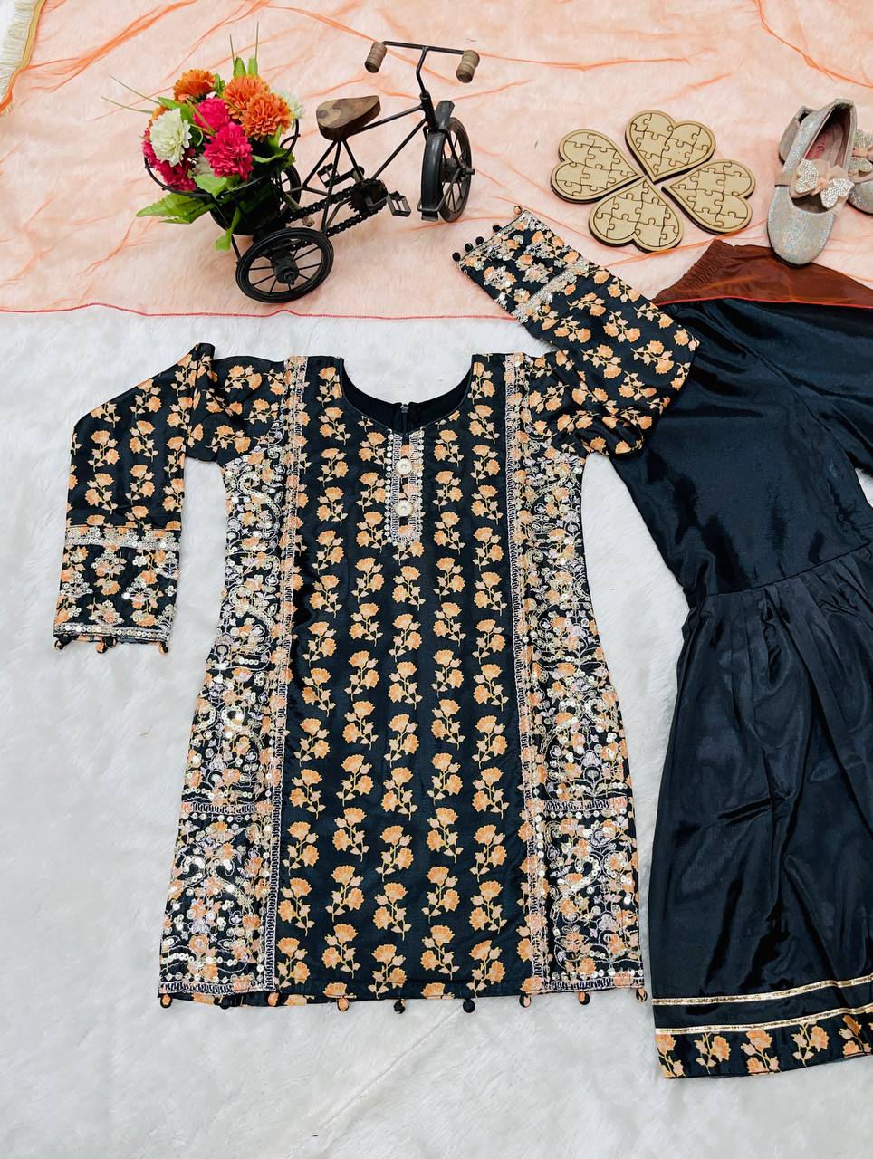 Kids’ Digital Print Chinon Sharara Suit