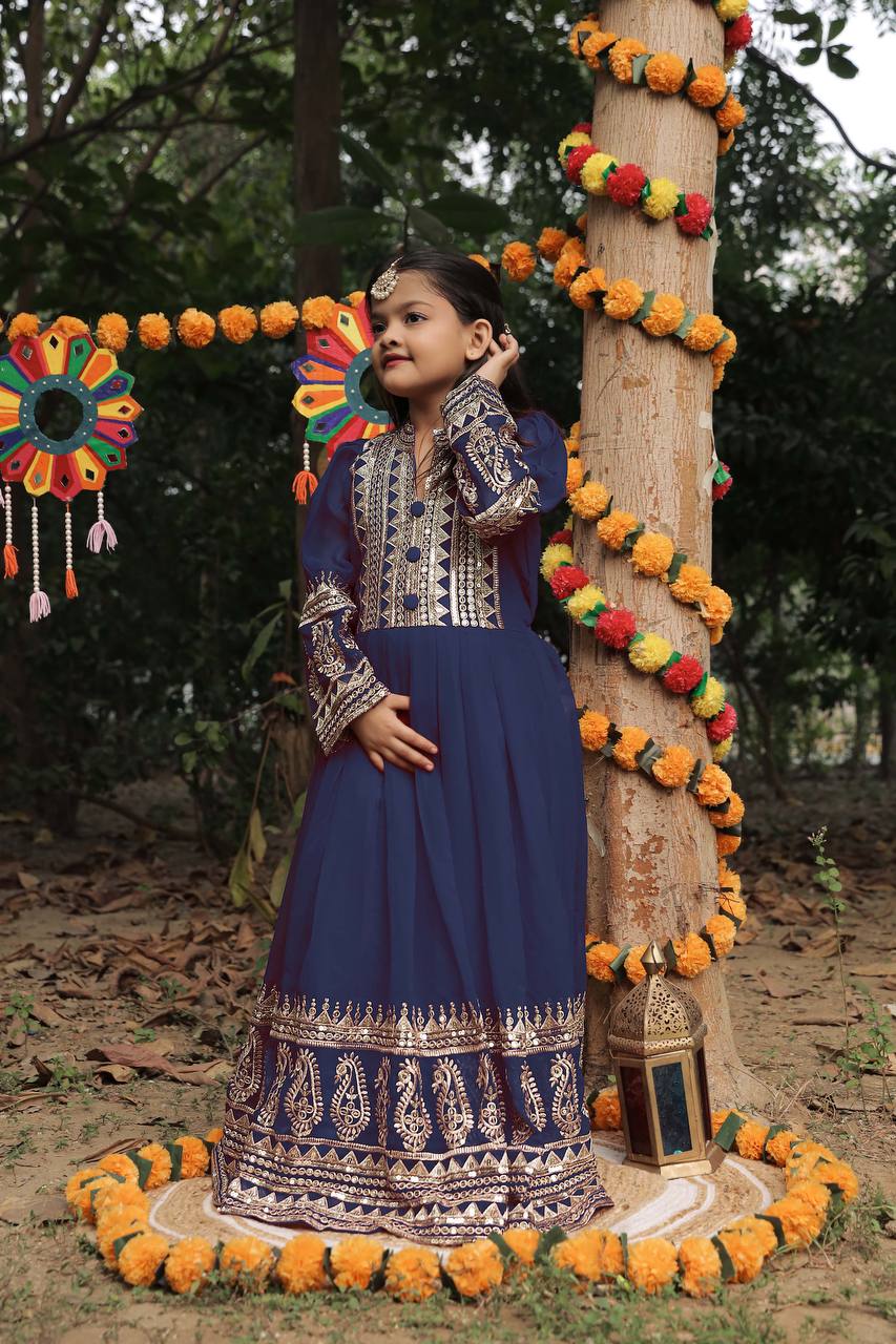 Kids’ Fox Georgette Festive Gown with Sequence Work