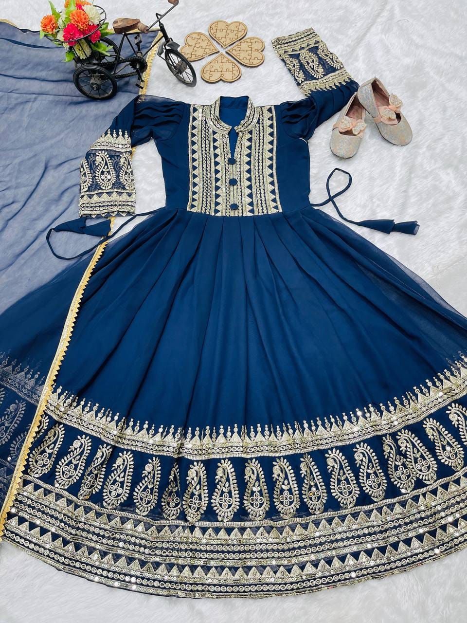 Kids’ Fox Georgette Festive Gown with Sequence Work