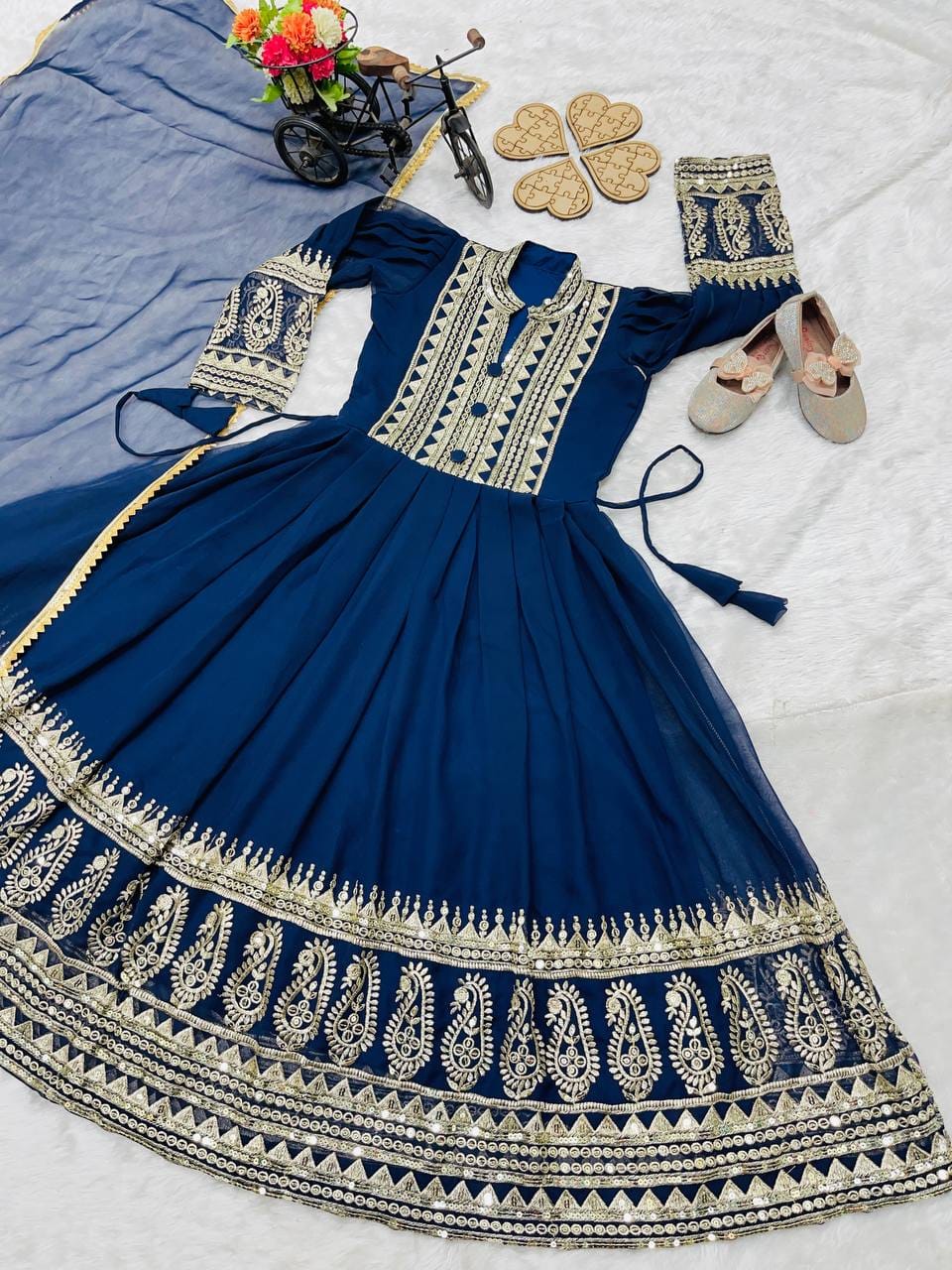 Kids’ Fox Georgette Festive Gown with Sequence Work