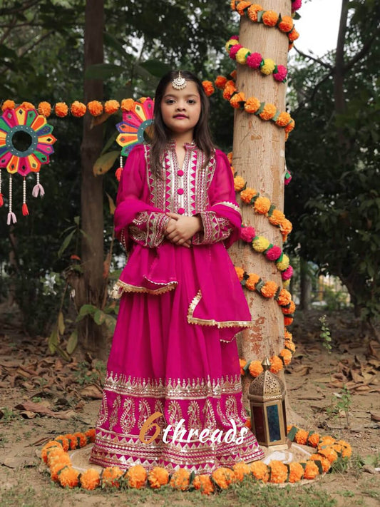 Kids’ Fox Georgette Festive Gown with Sequence Work