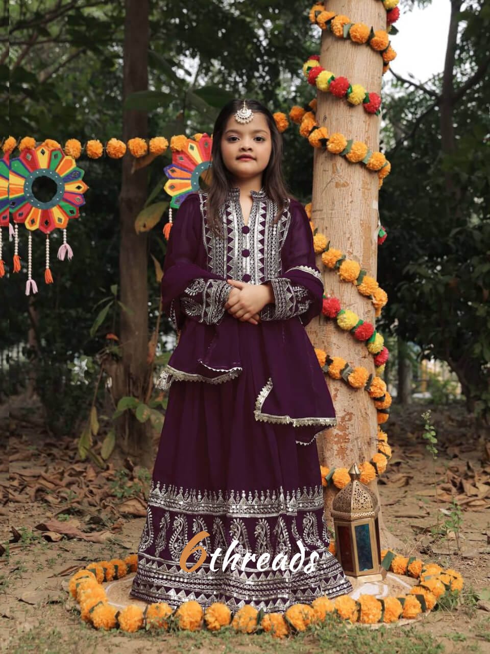 Kids’ Fox Georgette Festive Gown with Sequence Work
