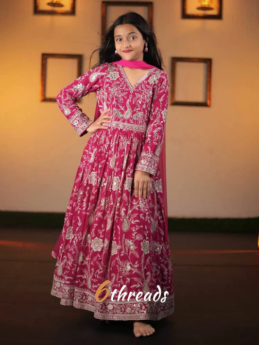 Kids’ Heavy Georgette Festive Gown with Sequence Work