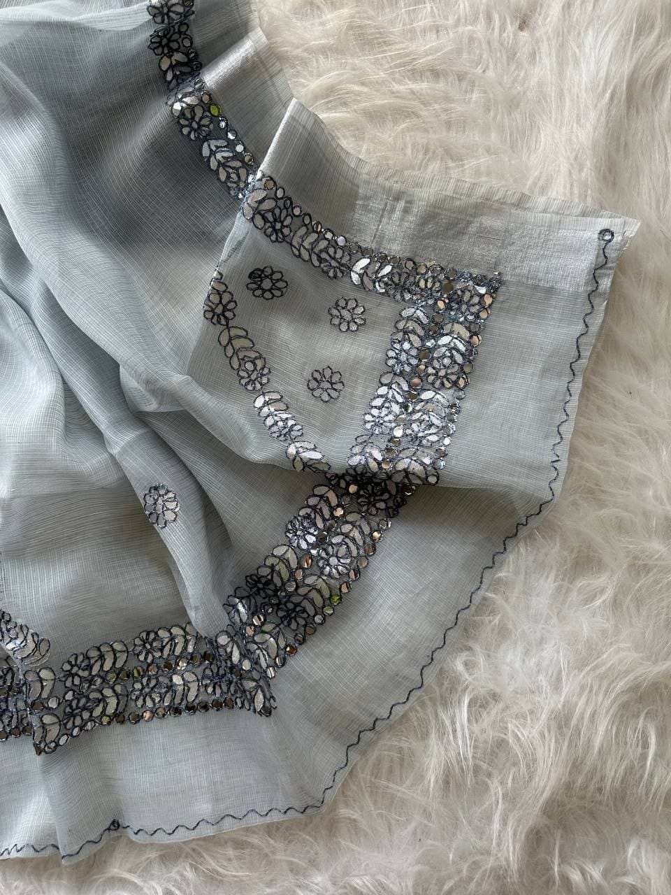 Premium Kota Doriya Saree with Rajasthani Gotapatti Work & Unstitched Blouse