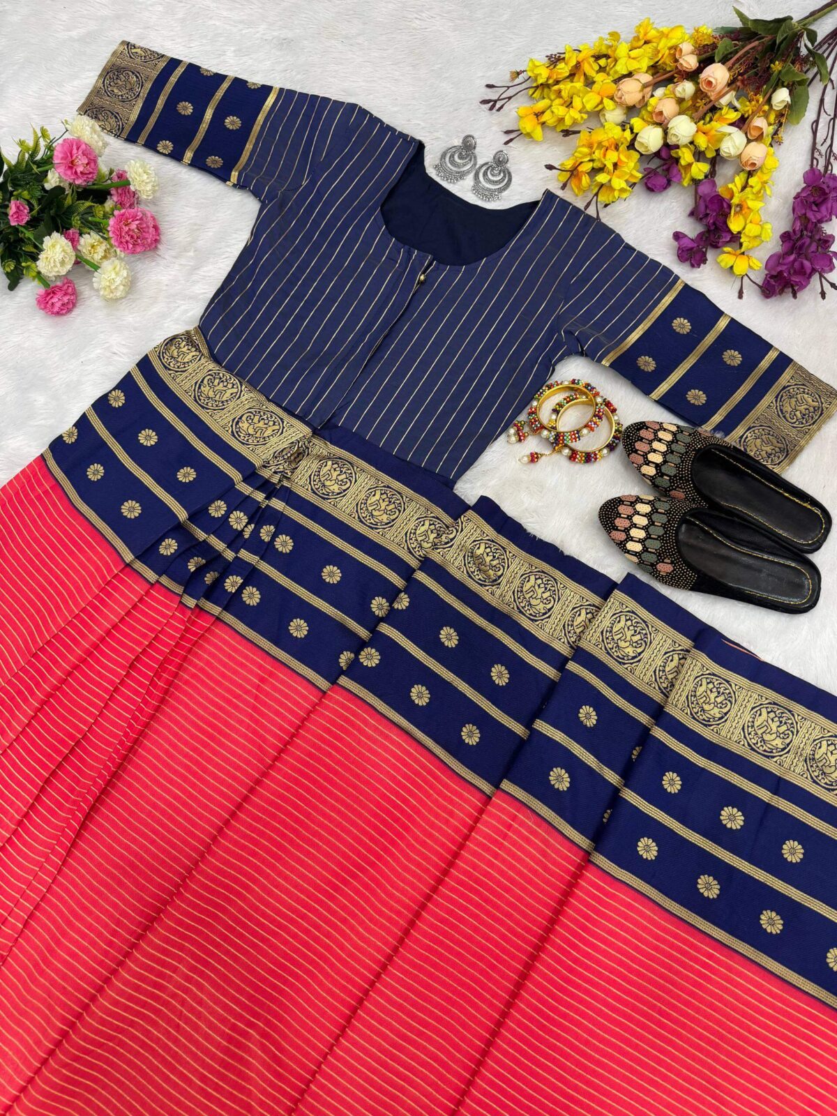 Luxury Mysore Silk Saree Gown with Dupatta
