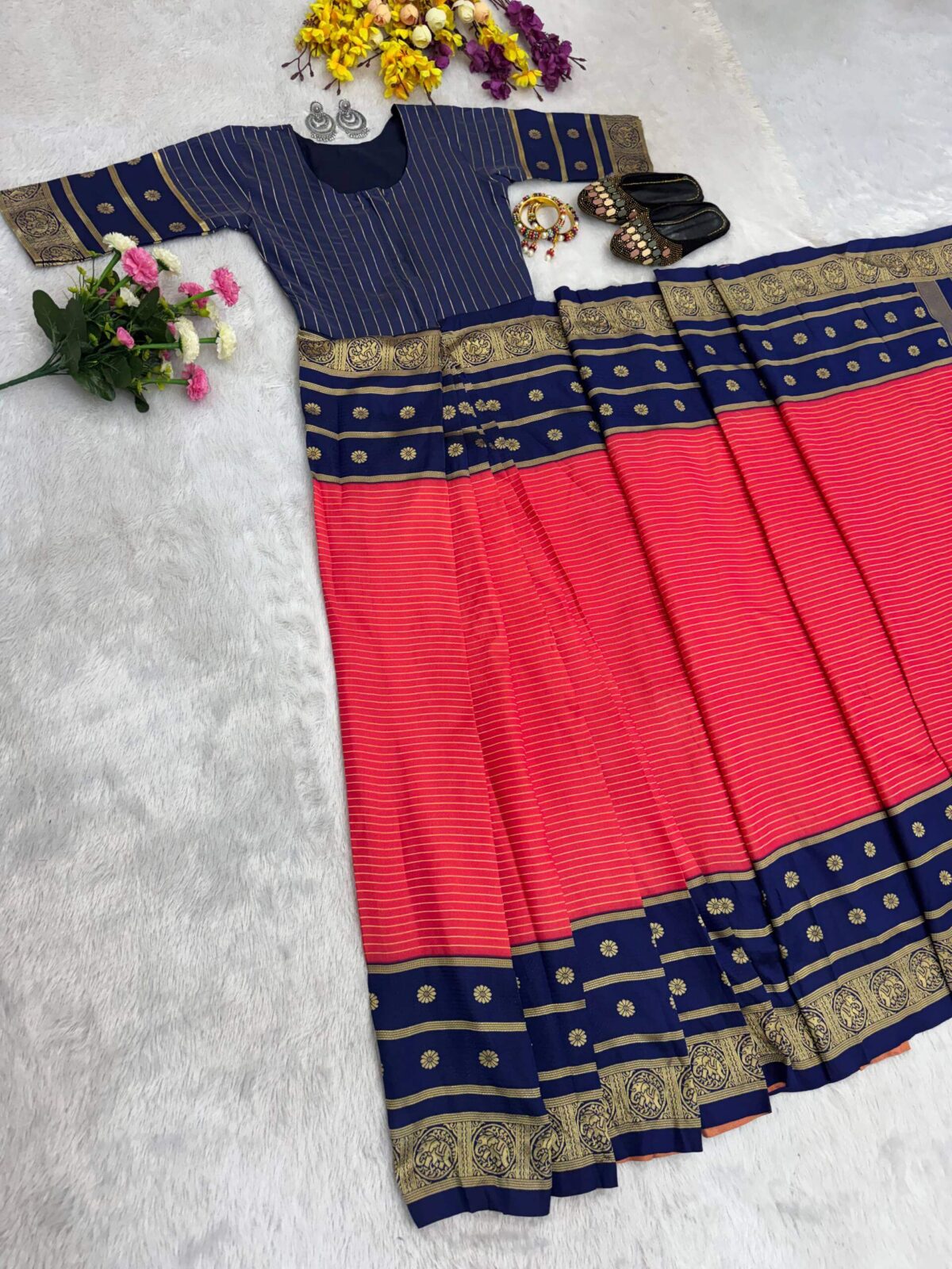 Luxury Mysore Silk Saree Gown with Dupatta