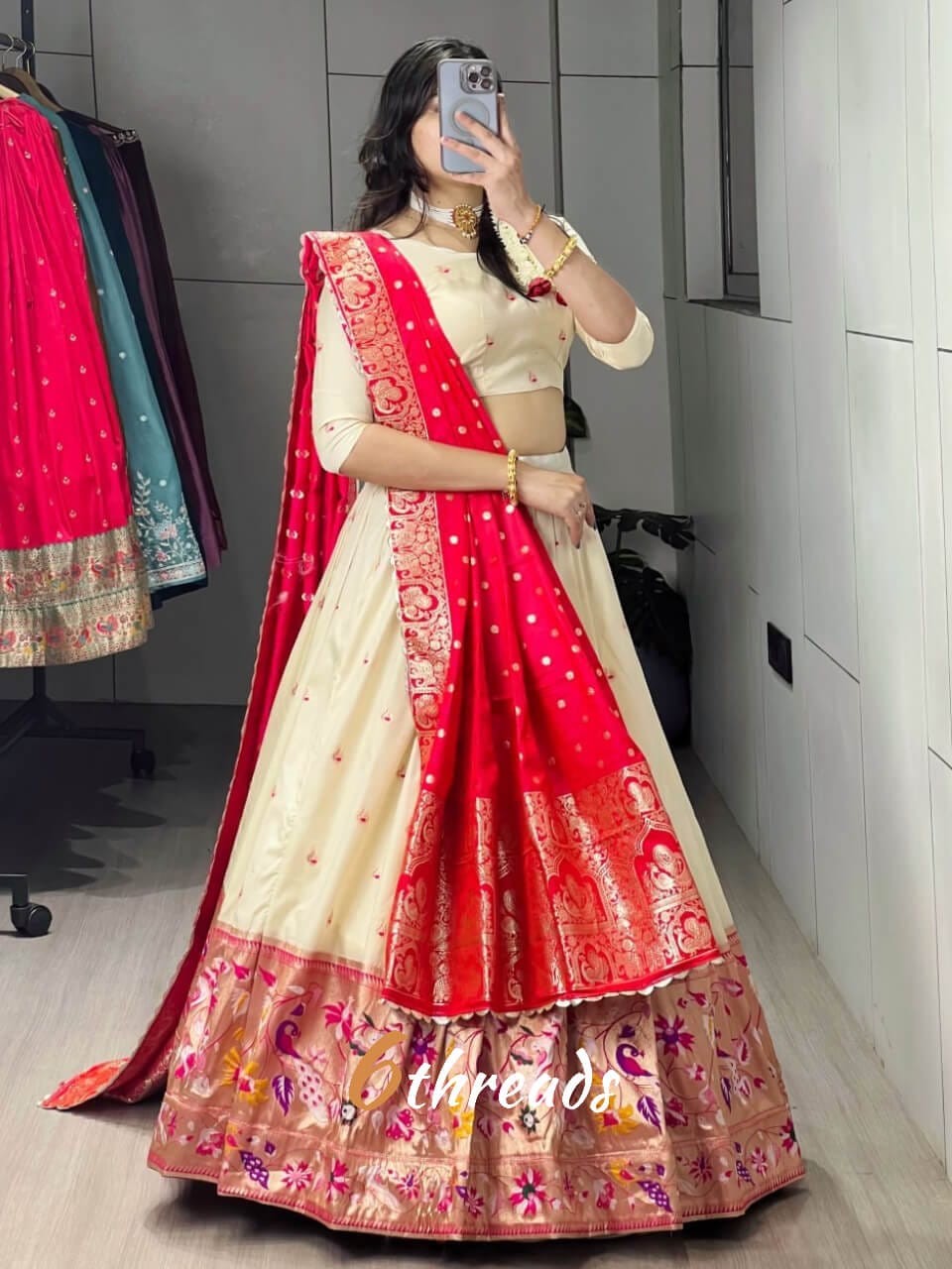 Maharani Paithani Silk Lehenga | Multi-Color Zari Work