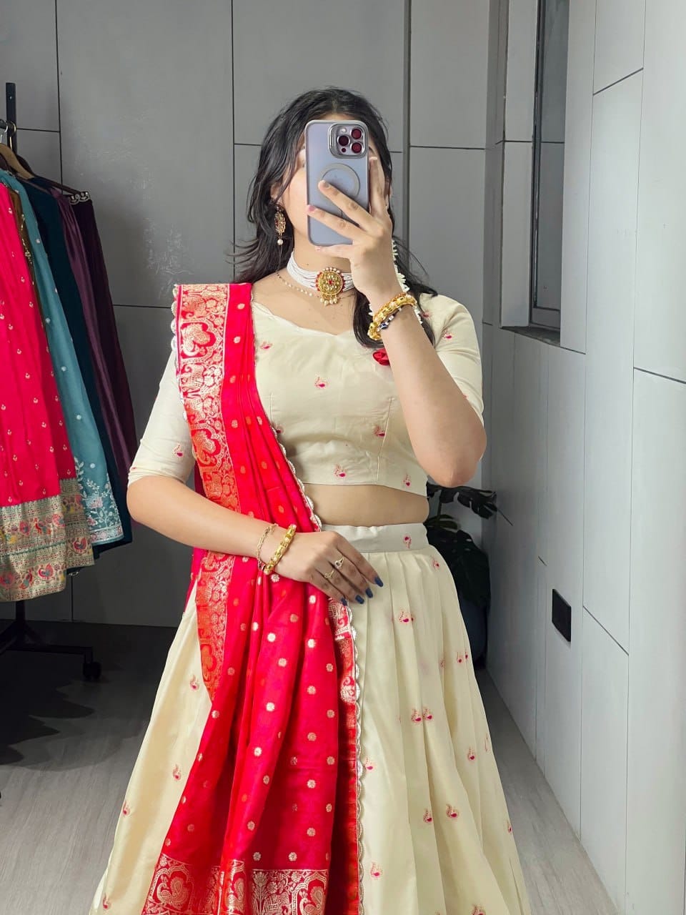 Maharani Paithani Silk Lehenga | Multi-Color Zari Work