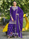 Premium Chinon Sequence Embroidered blue colour Sharara Suit Set