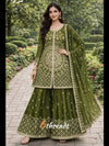 Premium Chinon Silk Coding & Double Sequence green colour Sharara Suit Set