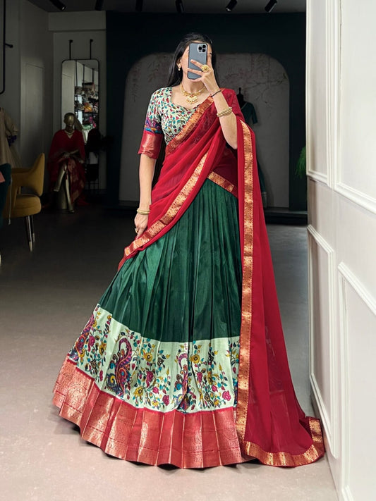 Premium Fully Stitched Aastha Silk Printed Lehenga Choli with Zari Weaving & Georgette Dupatta Set