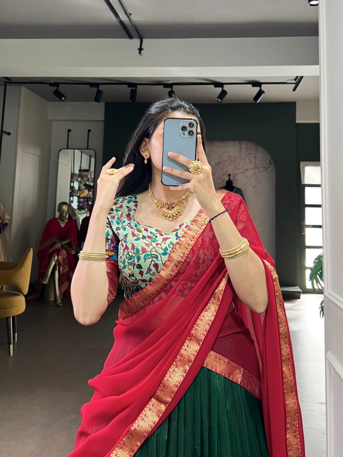 Premium Fully Stitched Aastha Silk Printed Lehenga Choli with Zari Weaving & Georgette Dupatta Set
