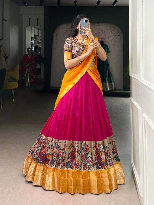Premium Fully Stitched Aastha Silk Printed Lehenga Choli with Zari Weaving & Georgette Dupatta Set