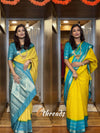Golden Radiance: Ready-to-Wear Mysore Silk Zip-and-Go Saree Gown with Jacquard Weave