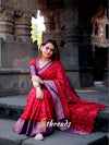 Premium Magenta Crepe Silk Saree with Designer Stripe Zari Weaving