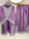 Premium Natural Crepe Sequence Embroidered Palazzo Suit Set | 3 Elegant Colors